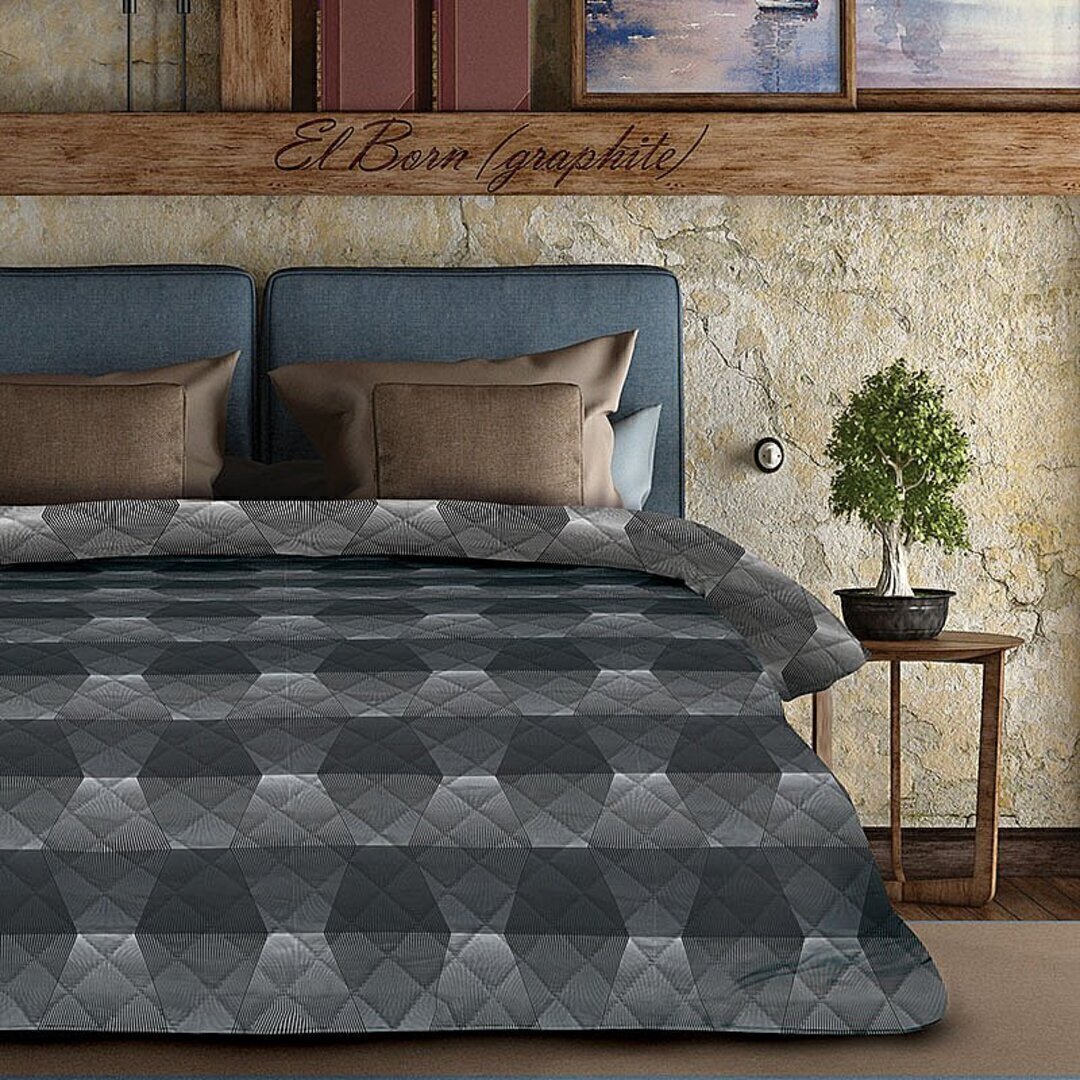 Покрывало стеганое хлопковое Унисон, El Born Graphite <552971 El Born Graphite, 210*220, Евро>
