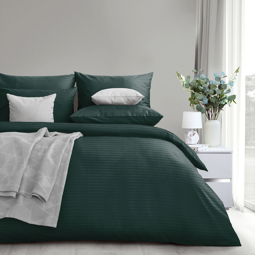 КПБ 1,5сп страйп-сатин (нав 50*70) Verossa Stripe <70274 Dark green>